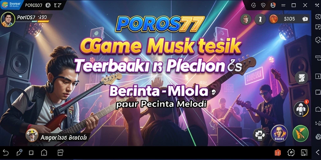 Tampilan utama gameplay POROS77 dengan berbagai pilihan lagu.
