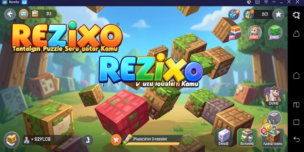 Tampilan utama gameplay menarik di REZIXO dengan berbagai tantangan Puzzle.
